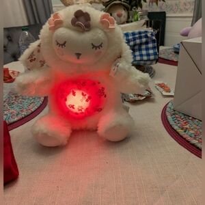 Plush Lamb Night Light - White with Red Glow
